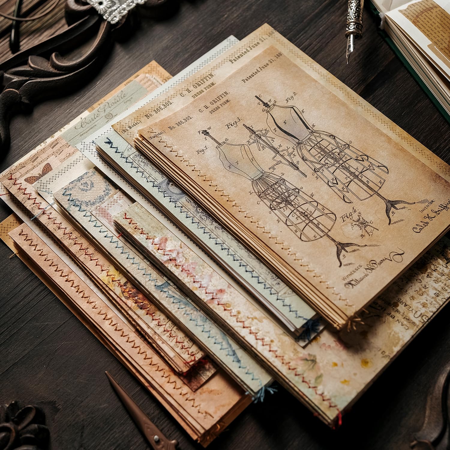 Amazon.co.jp: Alideco 60枚入 コラージュ 素材 ペーパー 素材紙 り